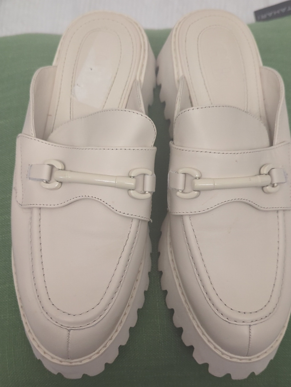 Cream Slip-On Loafer Mules